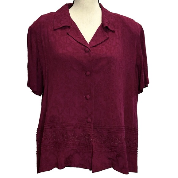 K Studio Dress & Blazer 12 Floral Maroon Jacquard Vintage - Picture 8 of 13